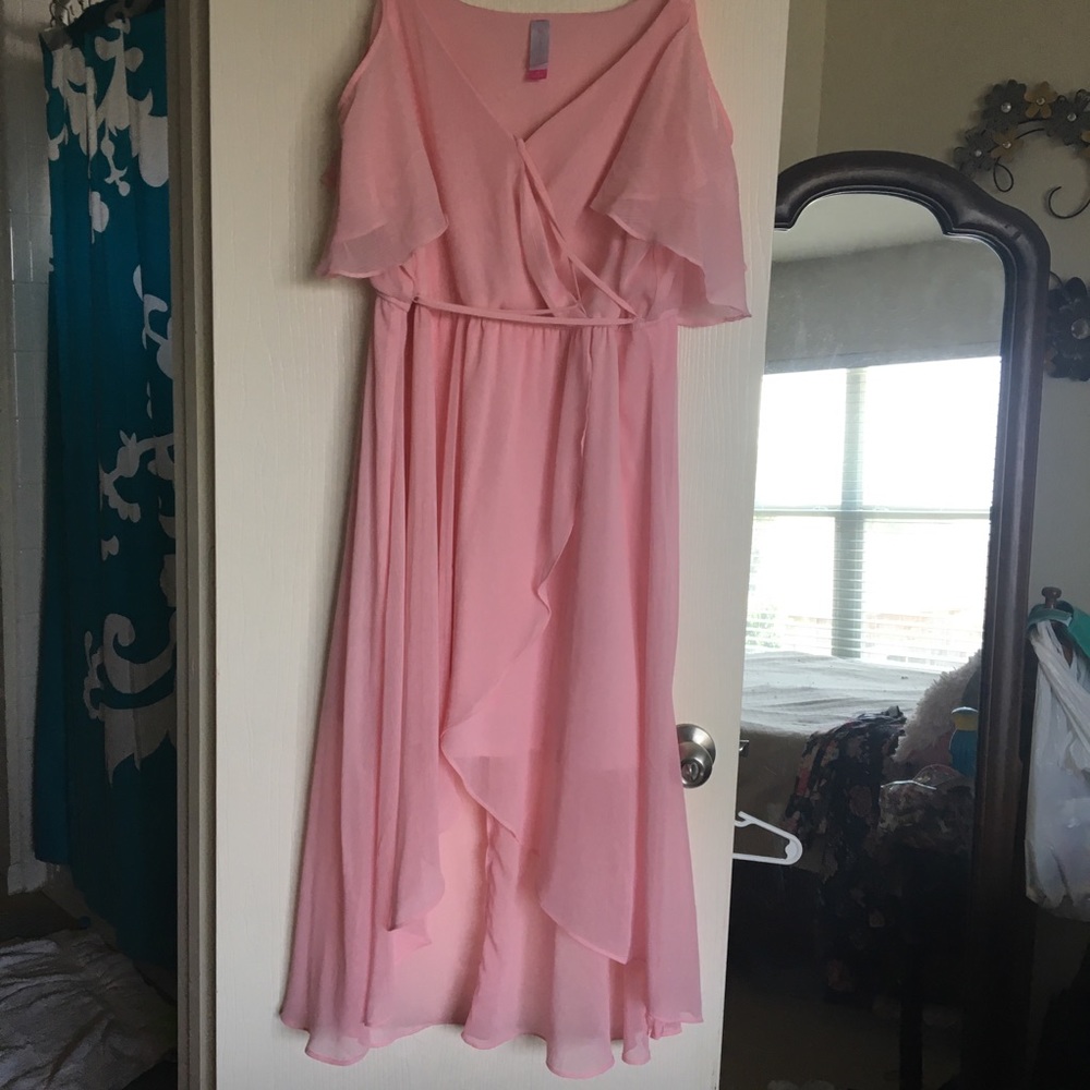 No boundaries pink hi-lo dress.